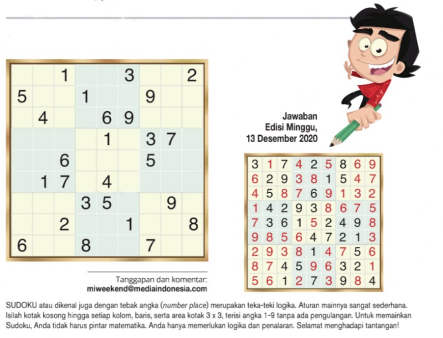 Sudoku Edisi 20 Desember 2020