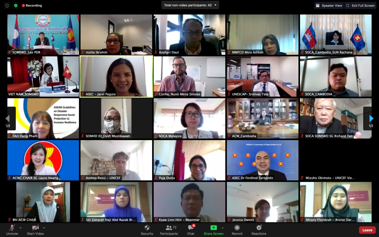 Pertemuan “3rd ASEAN High-Level Conference on Social Protection” melalui zoom meeting, Senin (14/12).