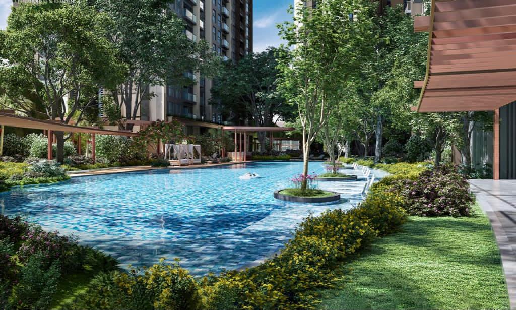 Taman yang berada di apartemen premium EleVee Penthouses & Residences. 