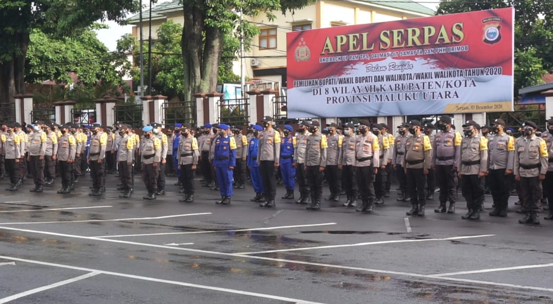 Apel Serpas di Polda Maluku Utara, Kamis (3/12/2020). Sebanyak 835 personel polisi diterjunkan untuk mengamankan Pilkada Maluku Utara.