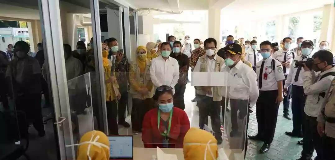 Situasi simulasi vaksinasi covid-19 di RSPI Sulianti Saroso.