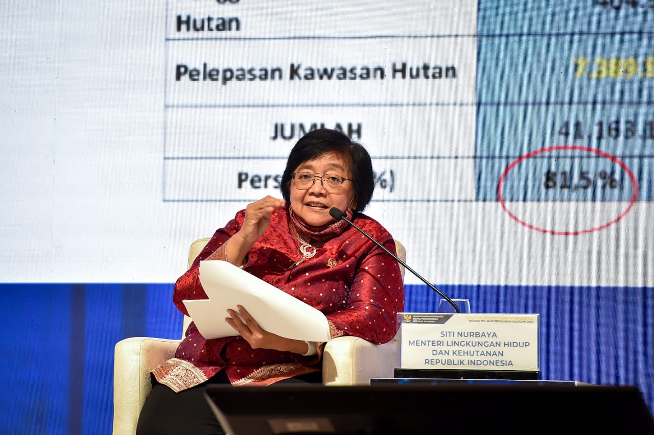 Menteri LHK Siti Nurbaya menjadi salah satu panelis dalam Dialog Nasional Outlook Perekonomian Indonesia di Jakarta. 