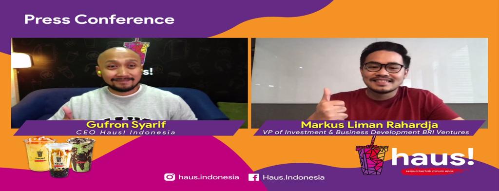Kesepakatan kerja sama pendanaan Haus! Indonesia oleh BRI Ventures yang diumumkan secara daring, Jumat (11/12).