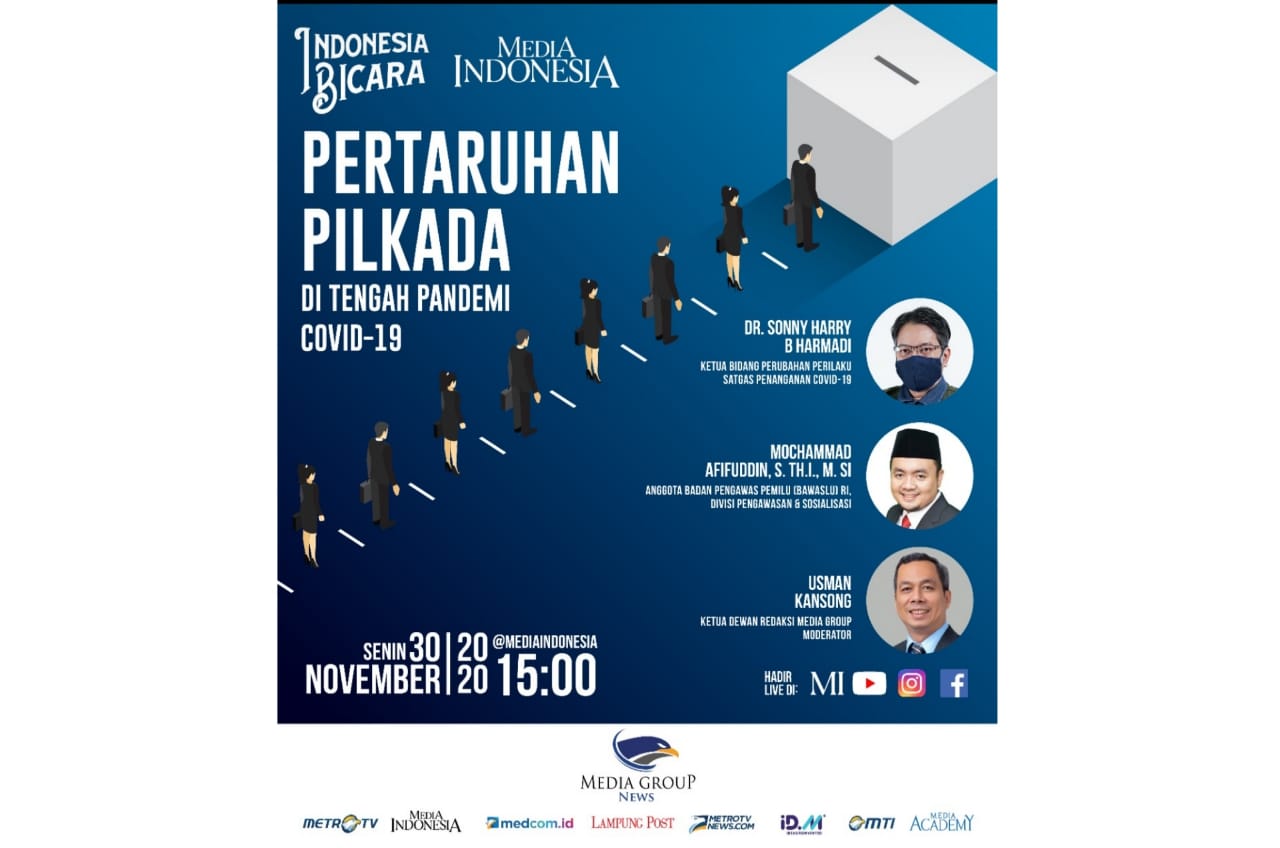 Diskusi Indonesia Bicara bertajuk Pertaruhan Pilkada di Tengah Pandemi Covid-19.