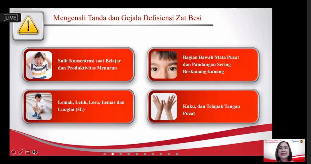 Penjelasan Prof. Dr. dr. Sandra Fikawati, M.P.H mengenai tanda dan gejala defisiensi zat besi. 