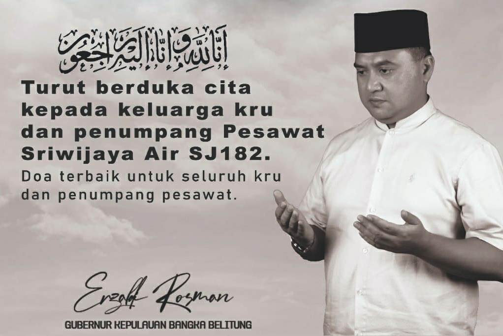 Gubernur Erzaldi Berbelasungkawa Atas Jatuhnya SJ-182