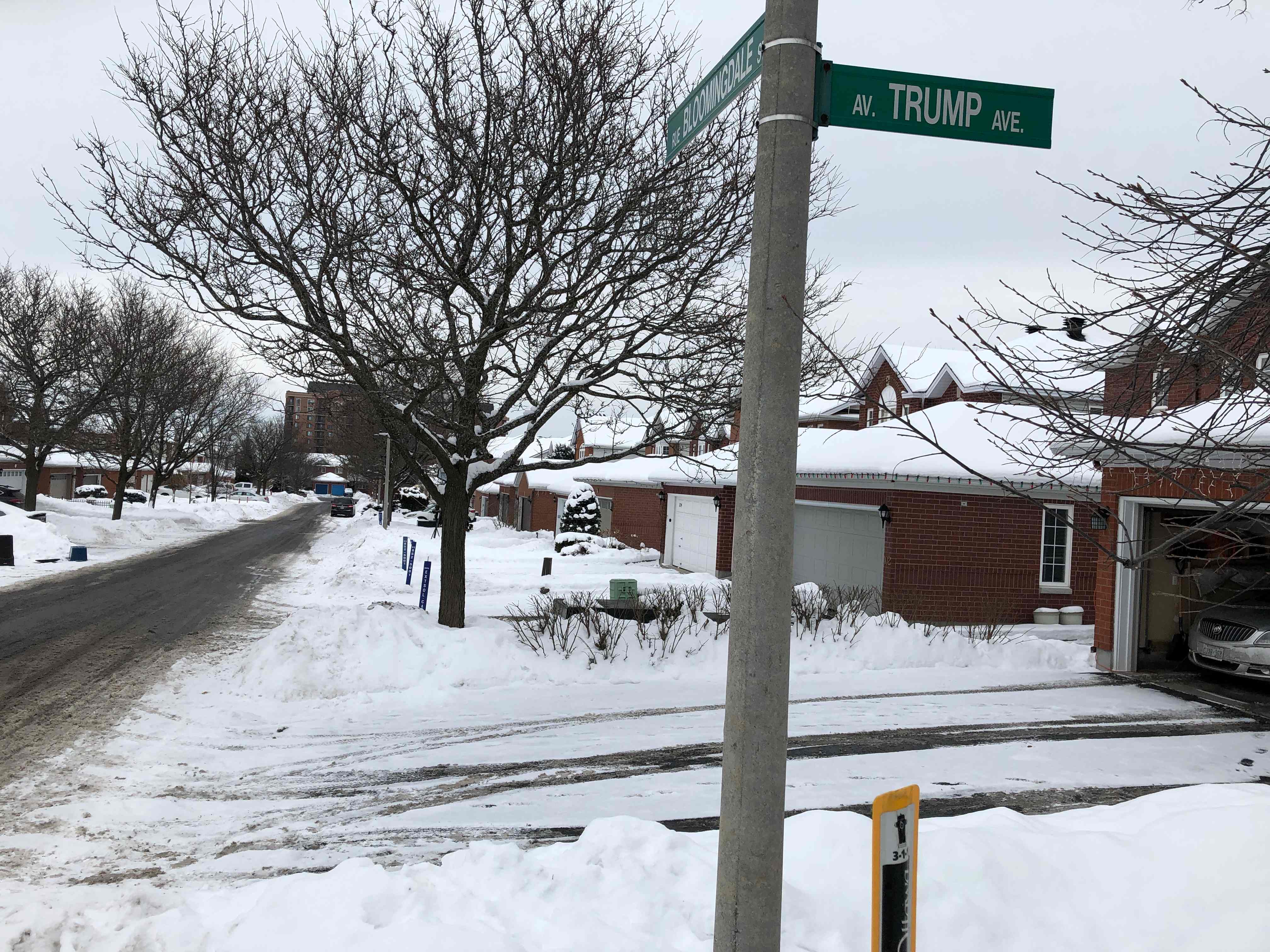 Papan nama jalan Trump Avenue di Ottawa, Kanada.