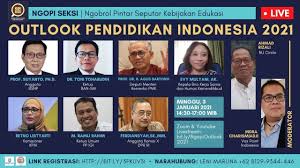 Para Pembicara Webinar Outlook pendidikan Indonesia 2021.