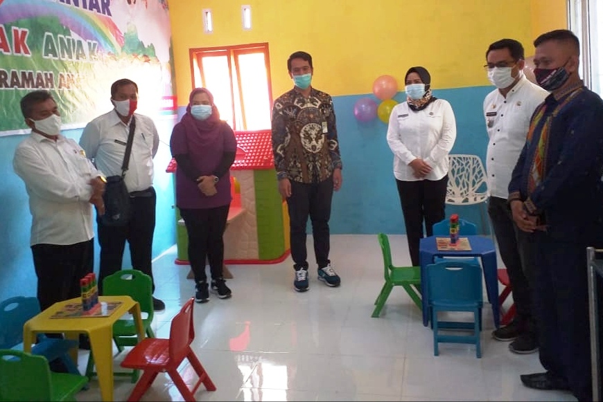 Ruang anak di Posyandu Sehati di Kota Pematang Siantar, Sumatra Utara.