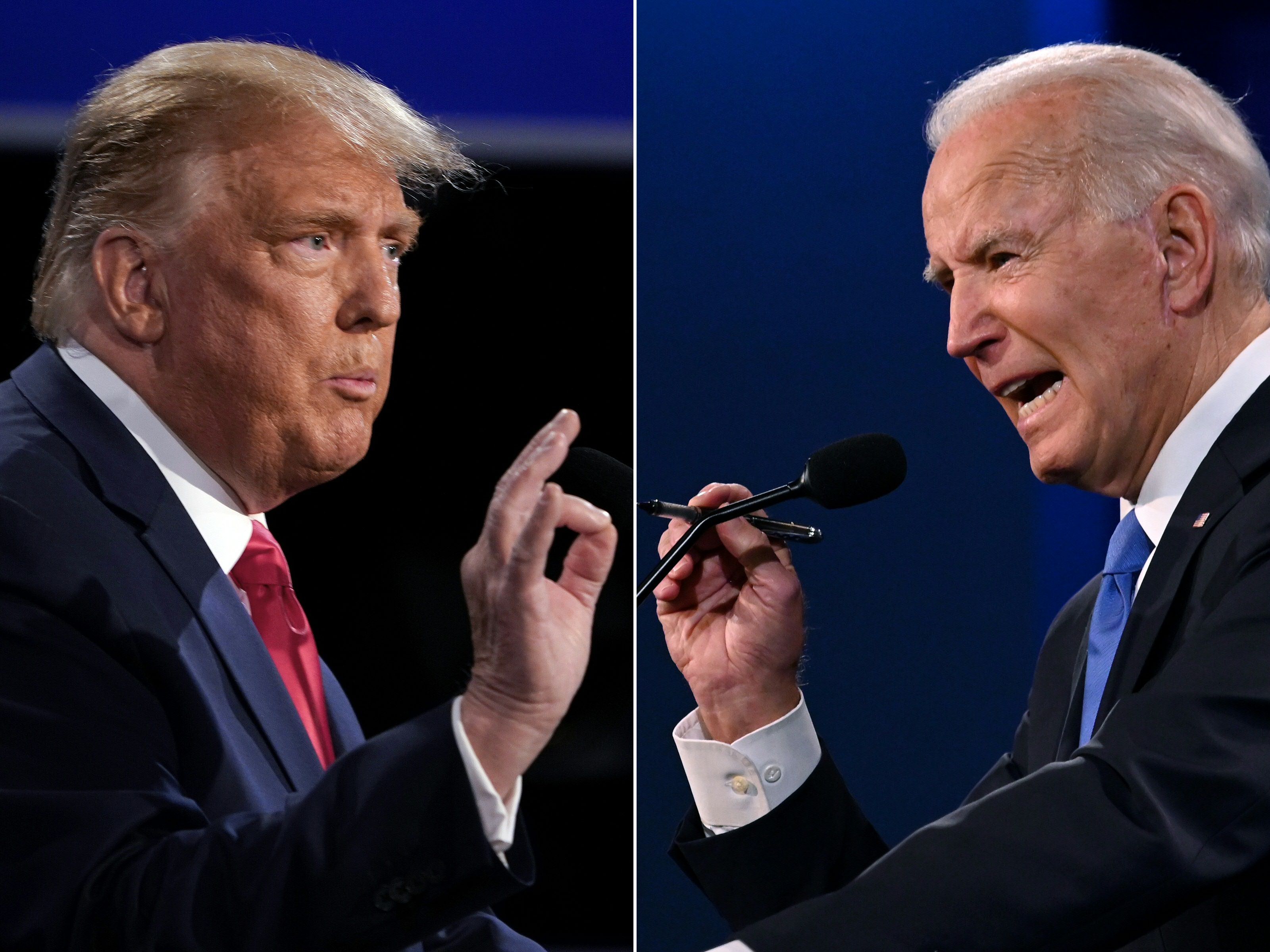 Foto kombinasi yang menampilkan mantan Presiden AS Donald Trump (kiri) dan Presiden AS Joe Biden.