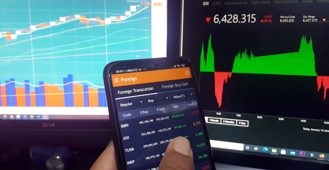 Investor memantau pergerakan saham.