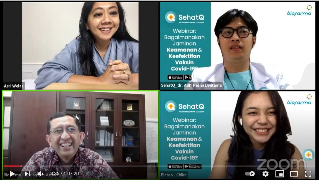 Webinar dengan tajuk, “Bagaimanakah Jaminan Keamanan dan Keefektifan Vaksin Covid-19?”.