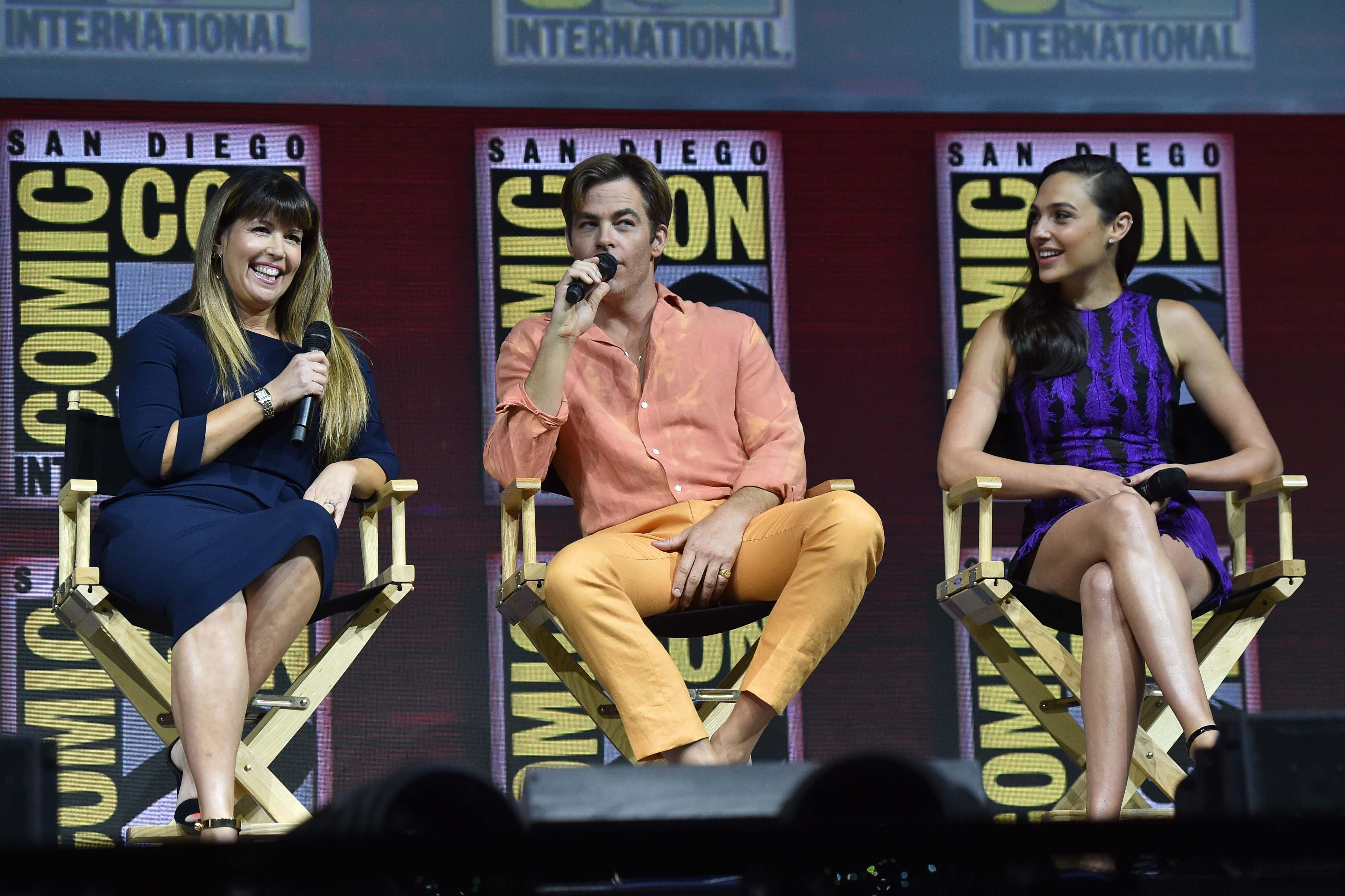 Patty Jenkins, Chris Pine, dan Gal Gadot.