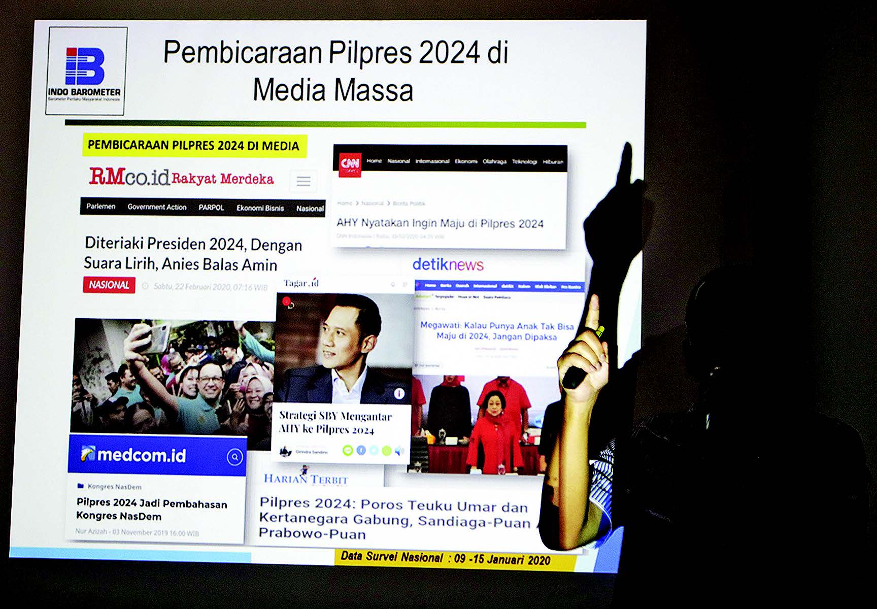 CAPRES 2024: Direktur Eksekutif Indo Barometer M Qodari merilis hasil survei Indo Barometer bertajuk Mencari Pemimpin; Road to Capres 