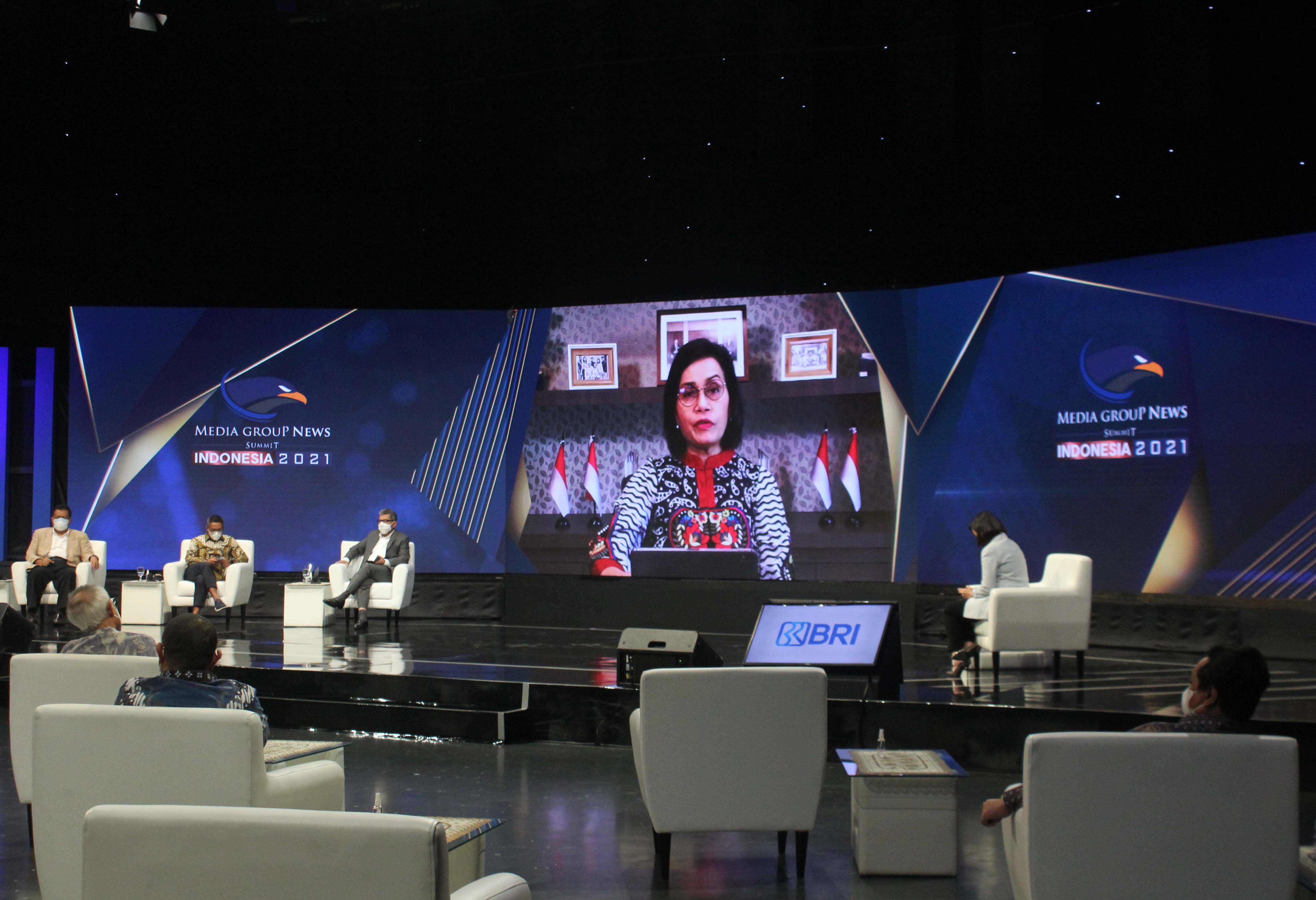 Menkeu Sri Mulyani hadir secara virtual dalam acara Media Group News Summit Indonesia 2021.
