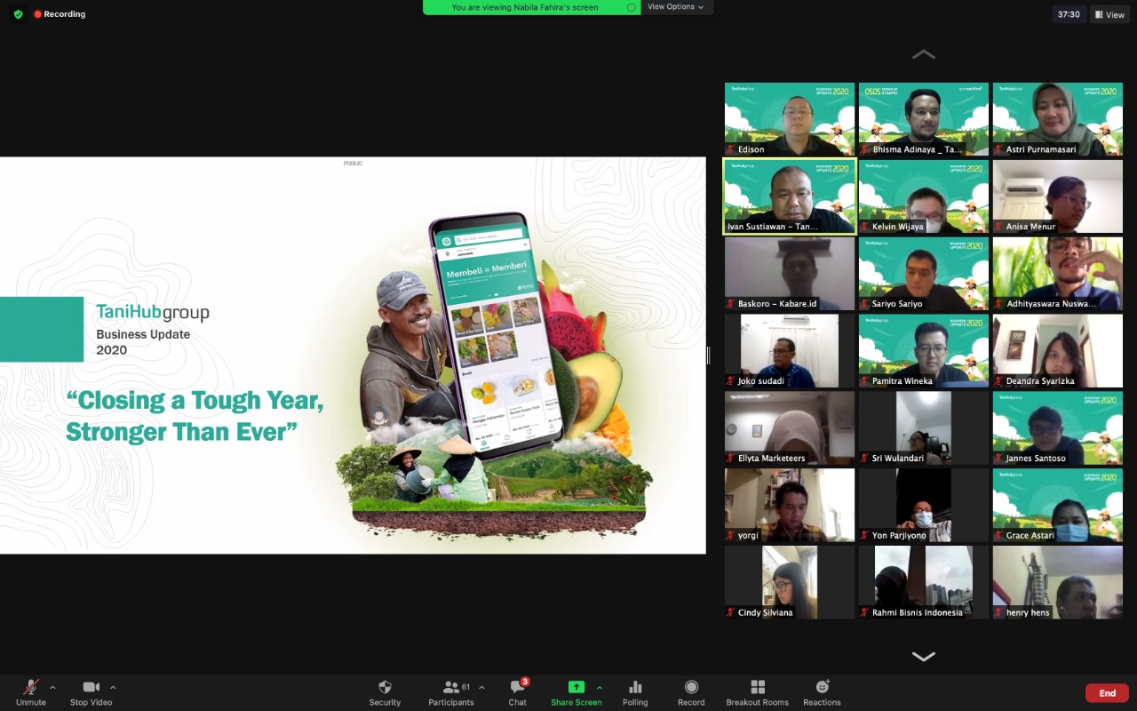 Diskusi virtual terkait pencapain taniHub