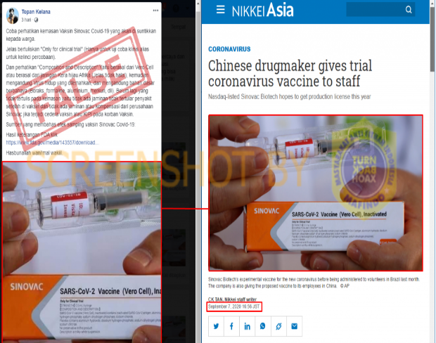 Salah satu hoaks vaksin covid-19