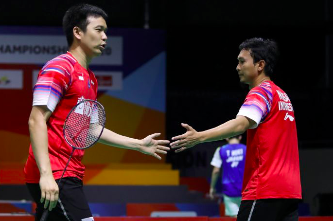 Pasangan ganda putra Indonesia Mohammad Ahsan/Hendra Setiawan.