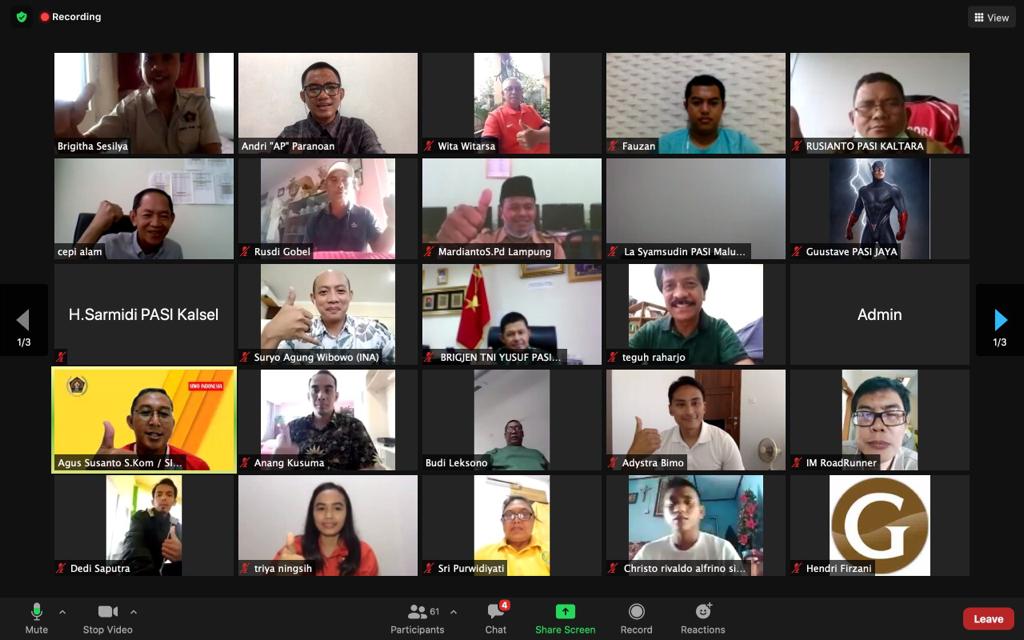 Diskusi daring soal calon ketua umum PB PASI yang digelar SIwo DKI jakarta