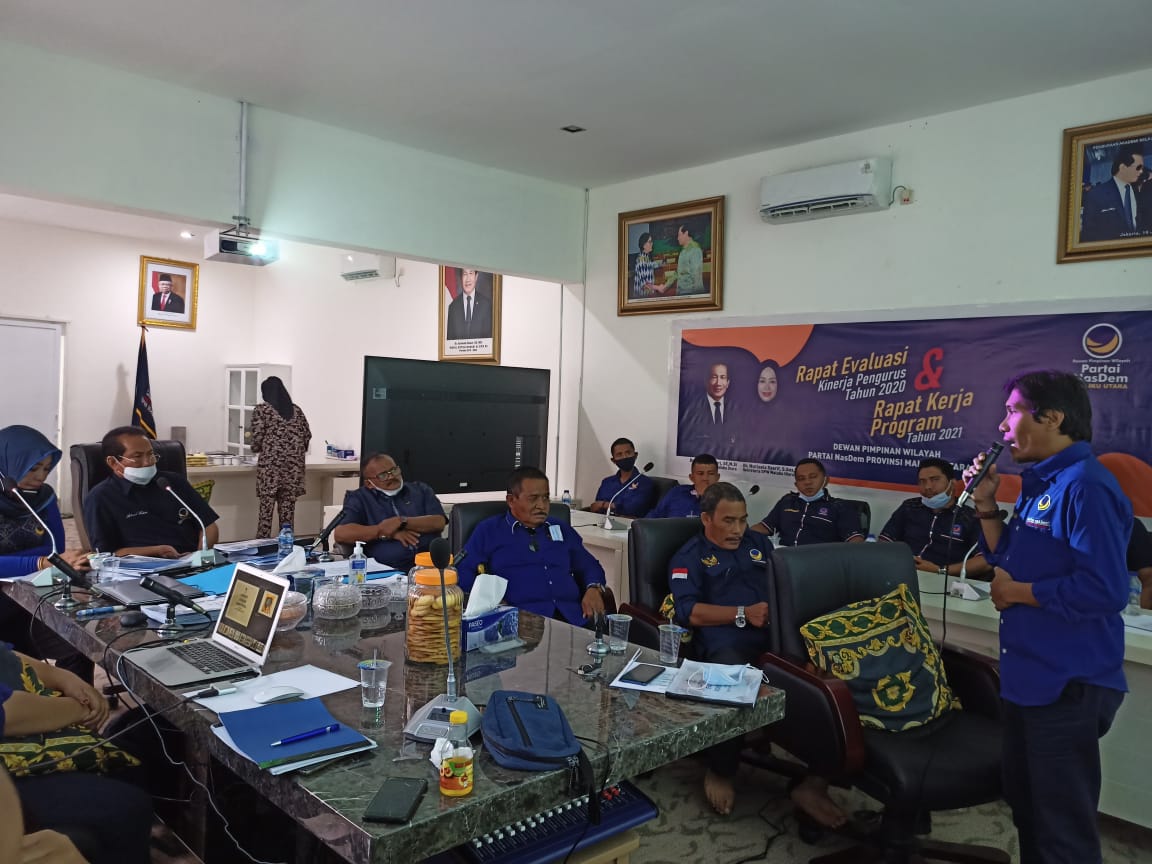 Rapat Evaluasi kerja pengurus 2020 dan Rapat Kerja Program tahun 2021 DPW Partai NasDem Maluku Utara, Sabtu (9/1/2021).