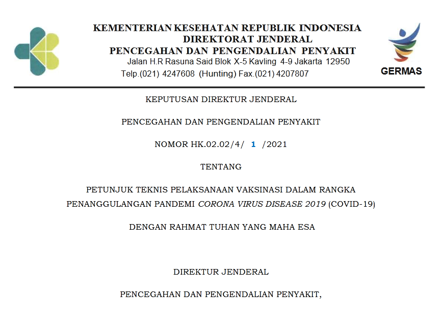 Kemenkes Umumkan Petunjuk Teknis Pelaksanaan Vaksinasi Covid-19