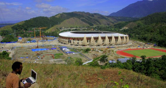 Stadion Papua Bangkit yang berkapasitas sekitar 40 ribu penonton tersebut dipersiapkan untuk perhelatan PON tahun 2020.  