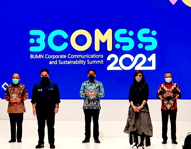 PGN meraih penghargaan dari Kementerian BUMN dalam ajang Kompetisi BUMN Corporate Communications and Sustainability Summit (BCOMSS) 2021.