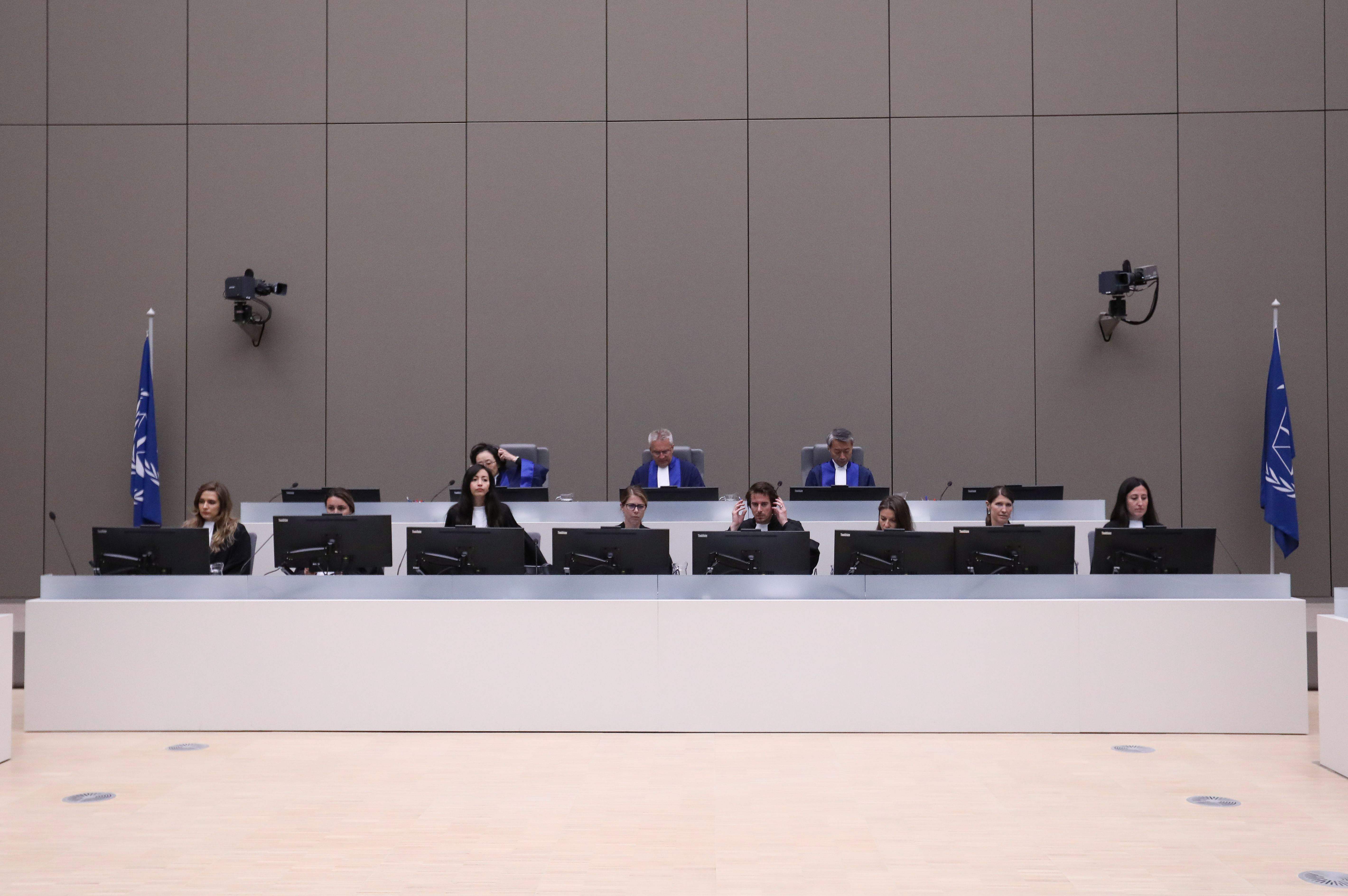 Pimpinan sidang yang dipimpin oleh Pengadilan Pidana Internasional di Den Haag, Belanda, pada 2019.