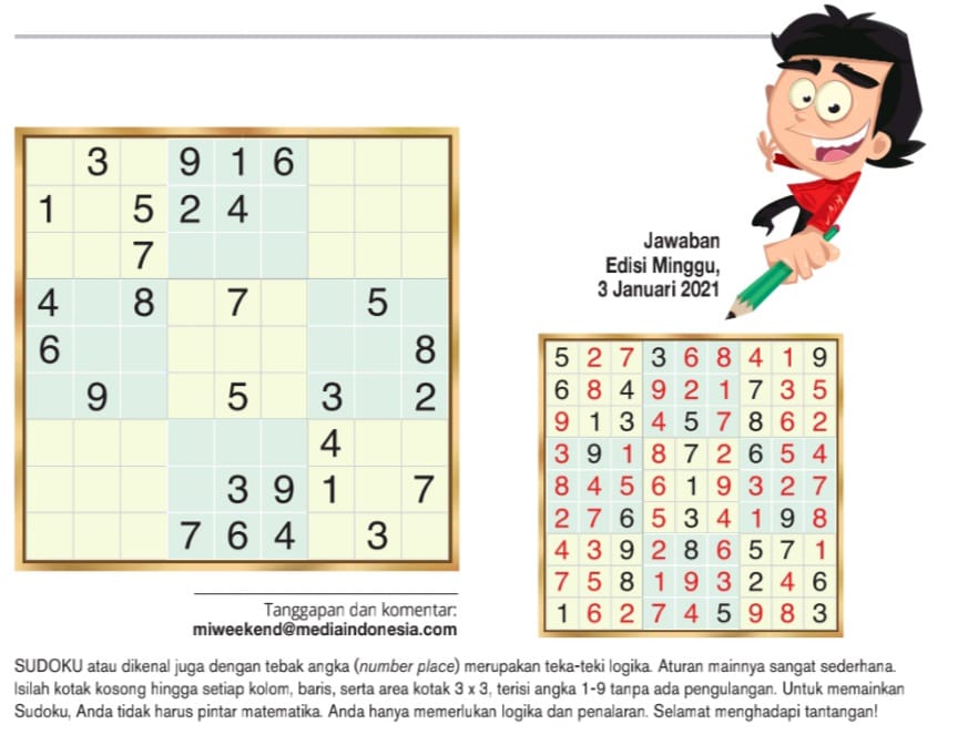 Sudoku Edisi 10 Januari 2021