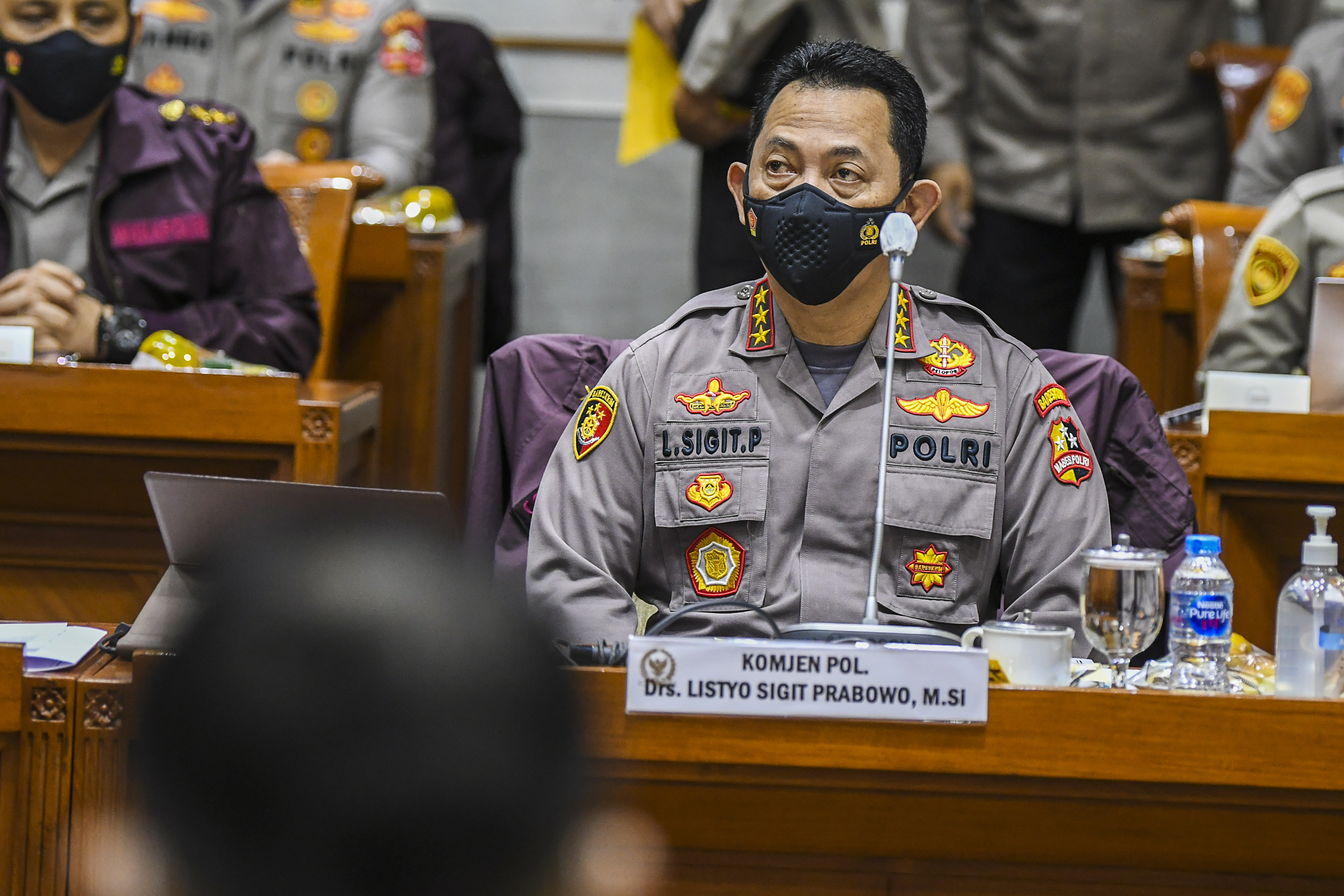 Calon Kapolri Komjen Pol Listyo Sigit Prabowo bersiap mengikuti Uji Kelayakan dan Kepatutan Calon Kapolri di DPR, Jakarta.