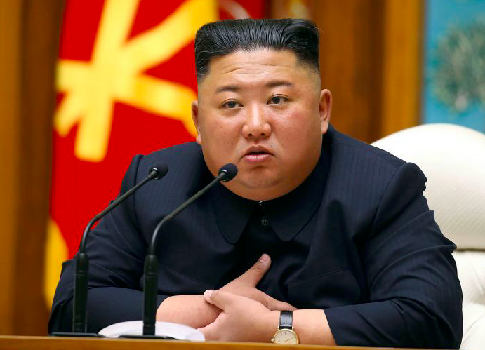 Pimpinan Korea Utara, Kim Jong-un. Foto ini diambil pada 11 April 2020 dan dirilis dari Kantor Berita Pusat Korea (KCNA).  