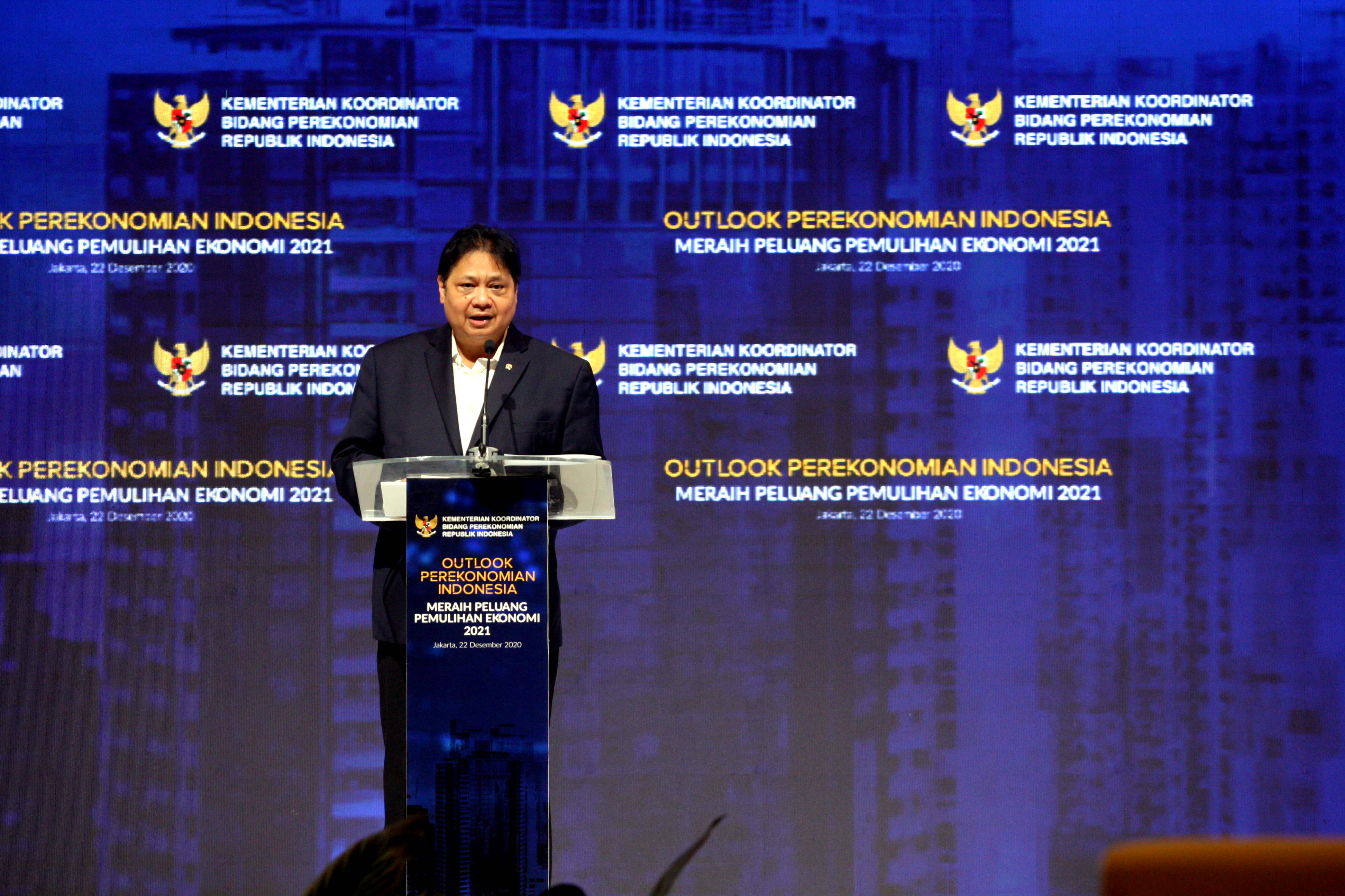 Menko Perekonomian Airlangga Hartarto saat menjadi pembicara.