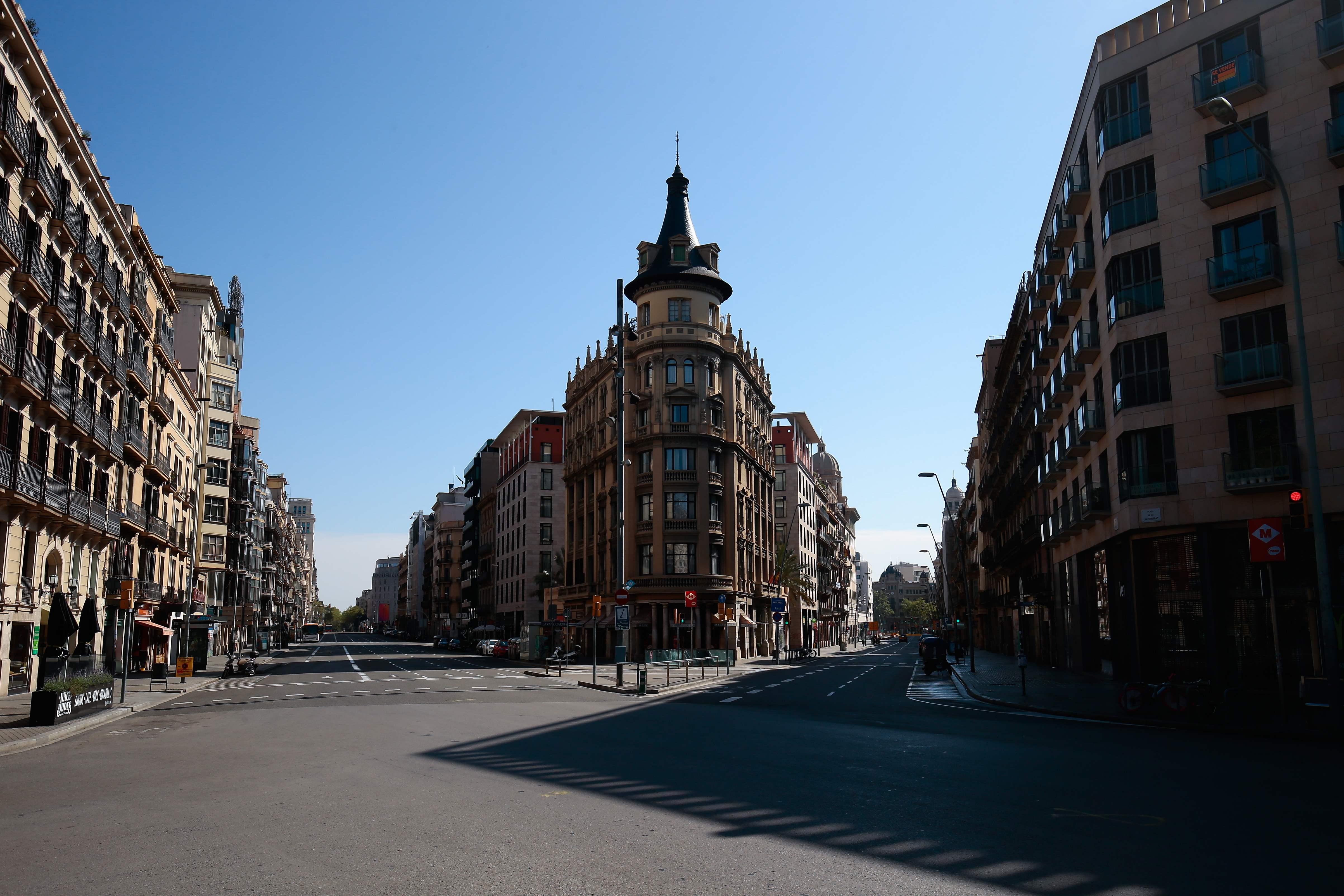 Salah satu sudut di Barcelona yang lengang pada Maret lalu