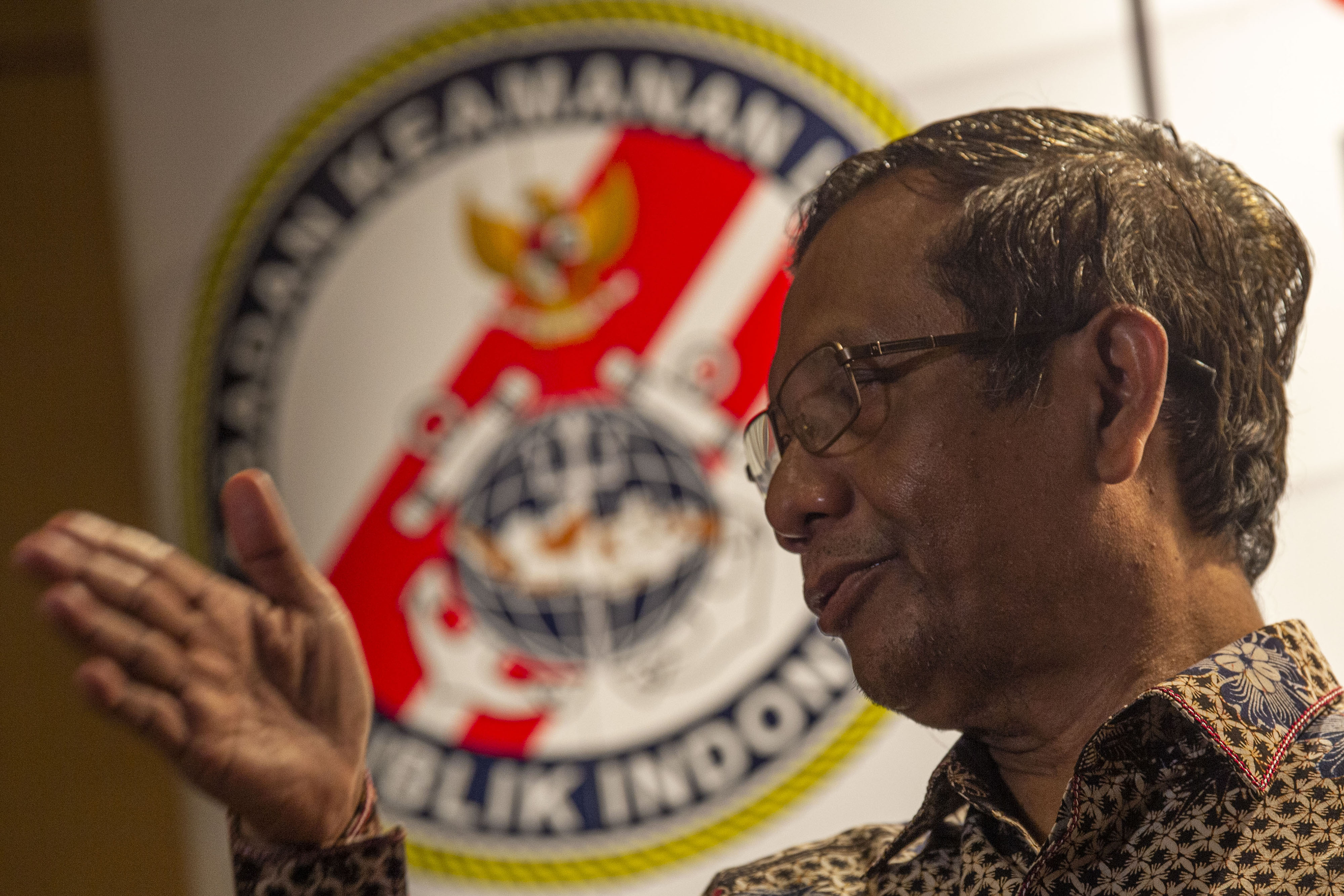 Menko Polhukam Mahfud MD saat menjadi pembicara kunci dalam seminar.