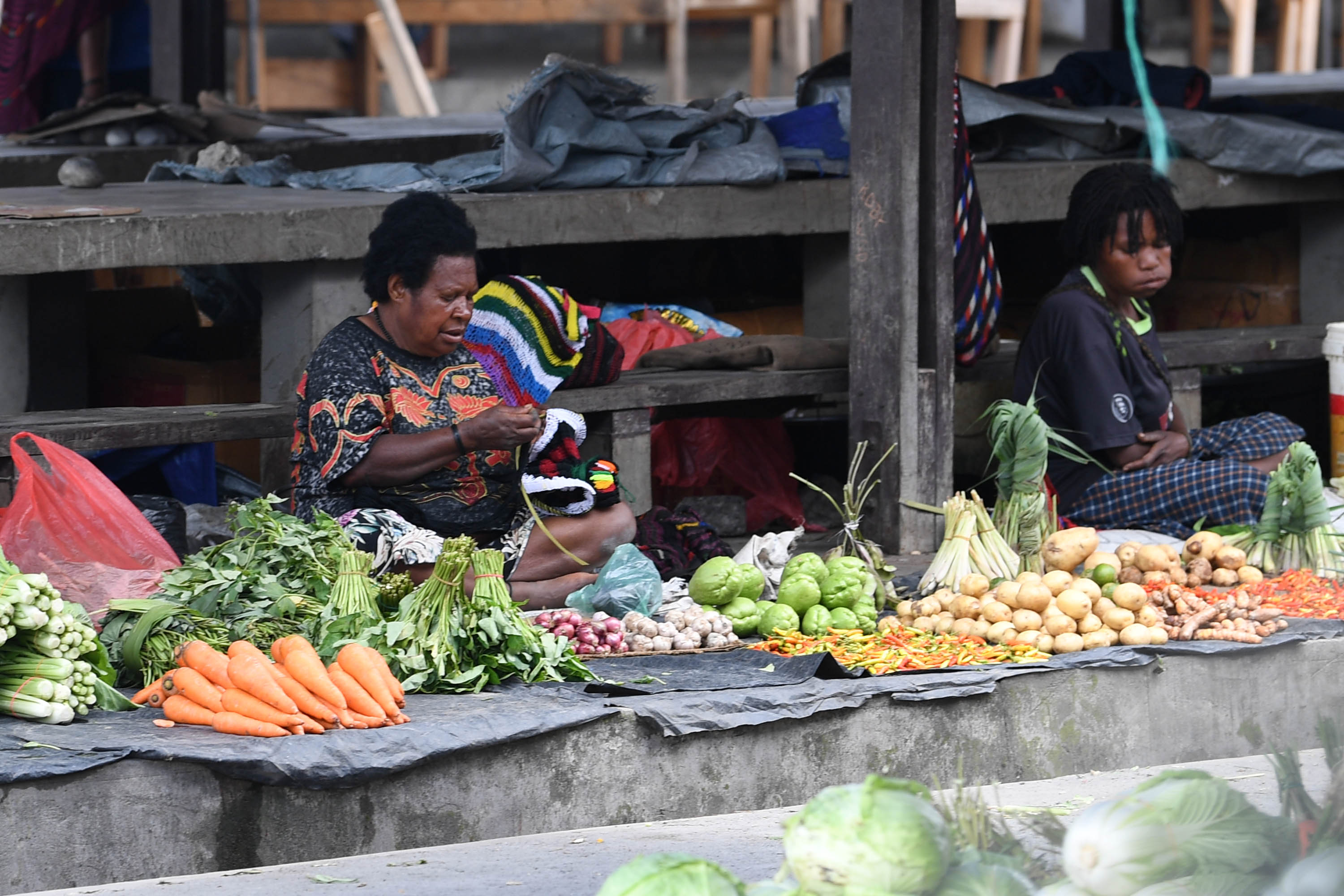 Suasana pasar tradisional di wilayah Wamena, Papua.