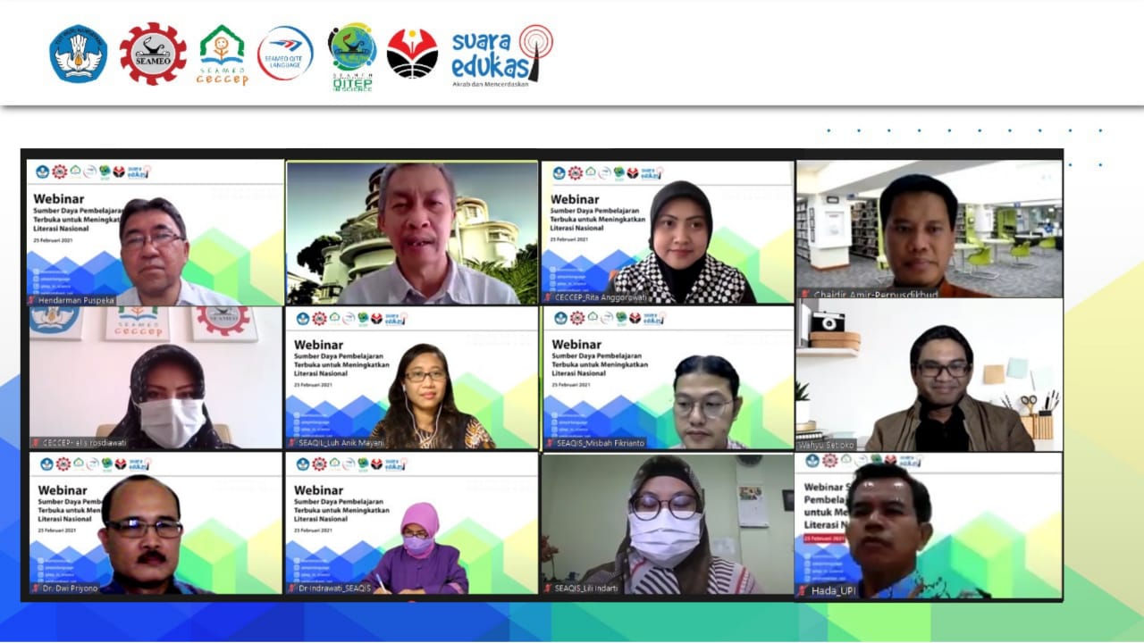 Webinar  SEAMEO dan Universitas Pendidikan Indonesia yang digelar daring, Kamis (25/2)