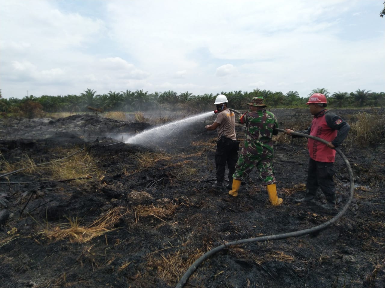 Tim Manggala Agni Daops Pekanbaru bersama TNI, dan Polri berhasil memadamkan kebakaran hutan dan lahan, di Riau, Selasa (20/10/2020).