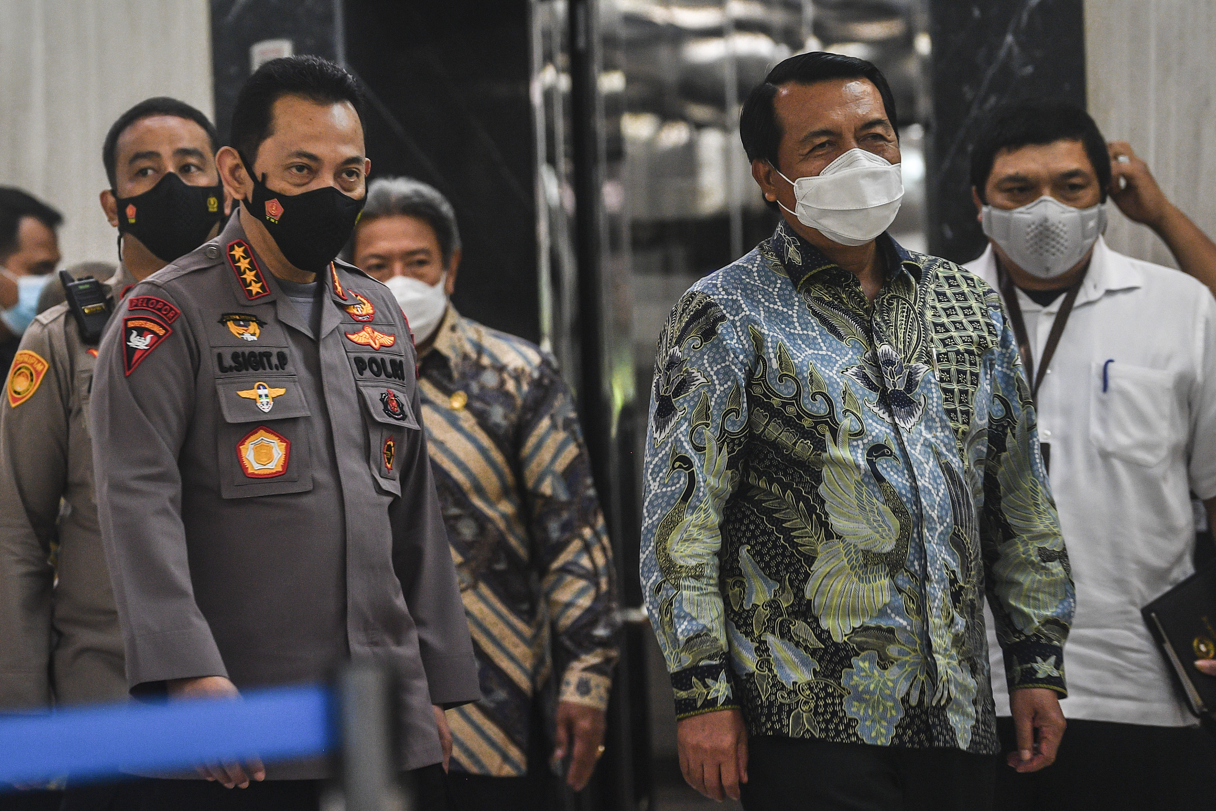 Kapolri Jenderal Listyo Sigit seusai bertemu dengan Ketua Mahkamah Agung Muhammad Syarifuddin.