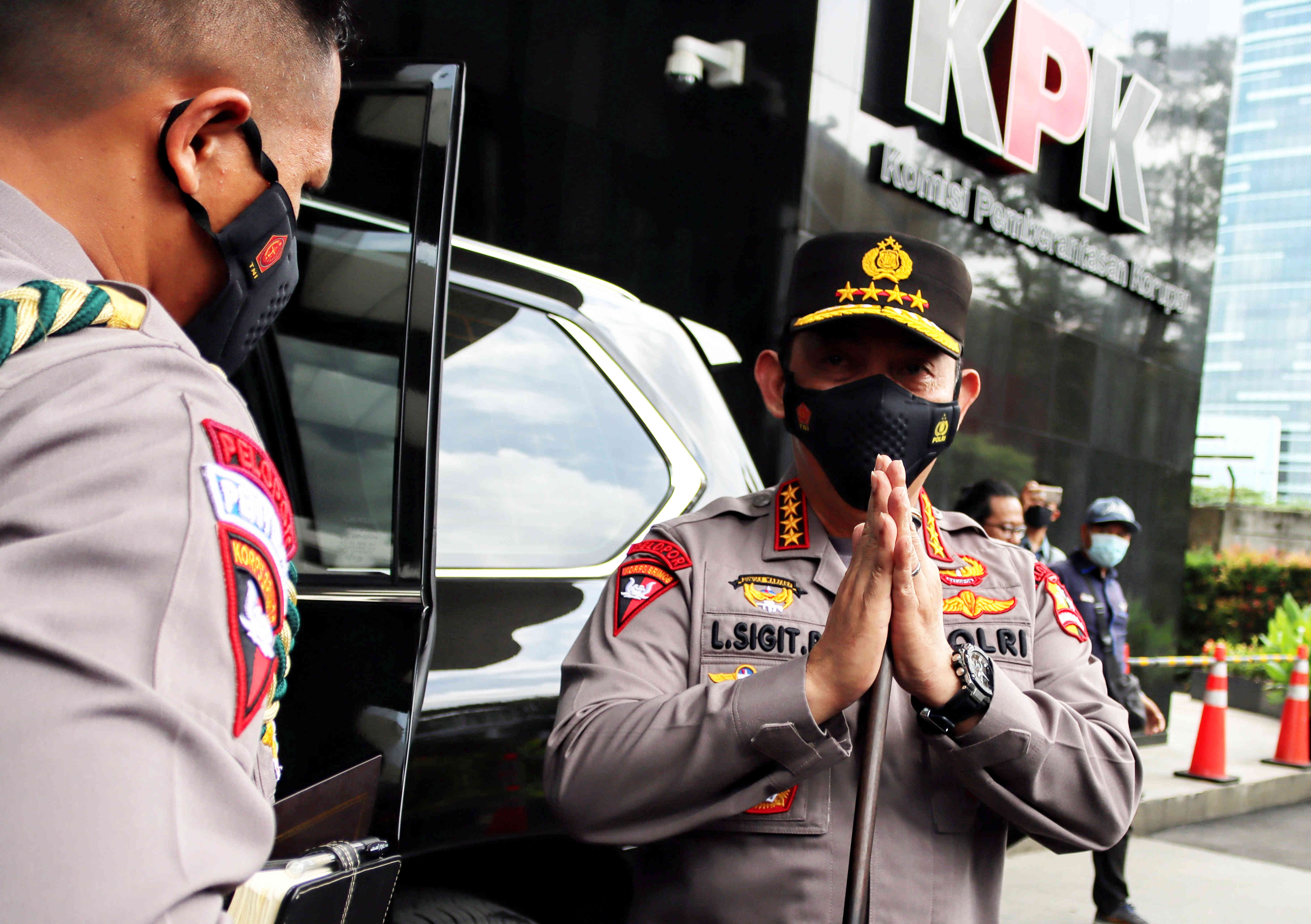 Kapolri Jenderal Listyo Sigit Prabowo saat menyambangi gedung KPK.