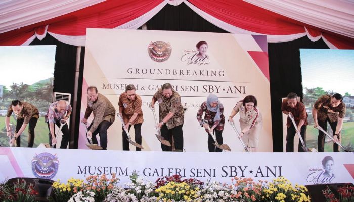 Grounbreaking pembangunan museum SBY-Ani Yudhoyono, di Pacitan, Jawa Timur, 22 Februari 2020.
