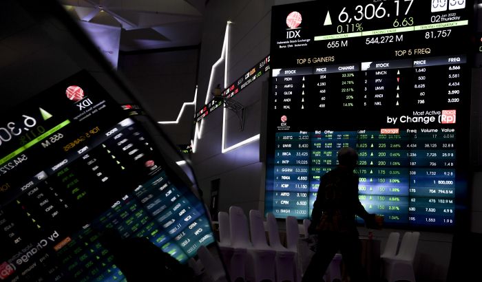 Papan pergerakan harga saham di BEI