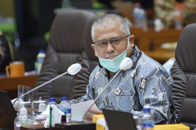  Wakil Ketua Komisi IX DPR RI Ansory Siregar saat Rapat Kerja dan Rapat Dengar Pendapat dengan Mentkes RI, Menristek/Kepala BRIN, Direktur L