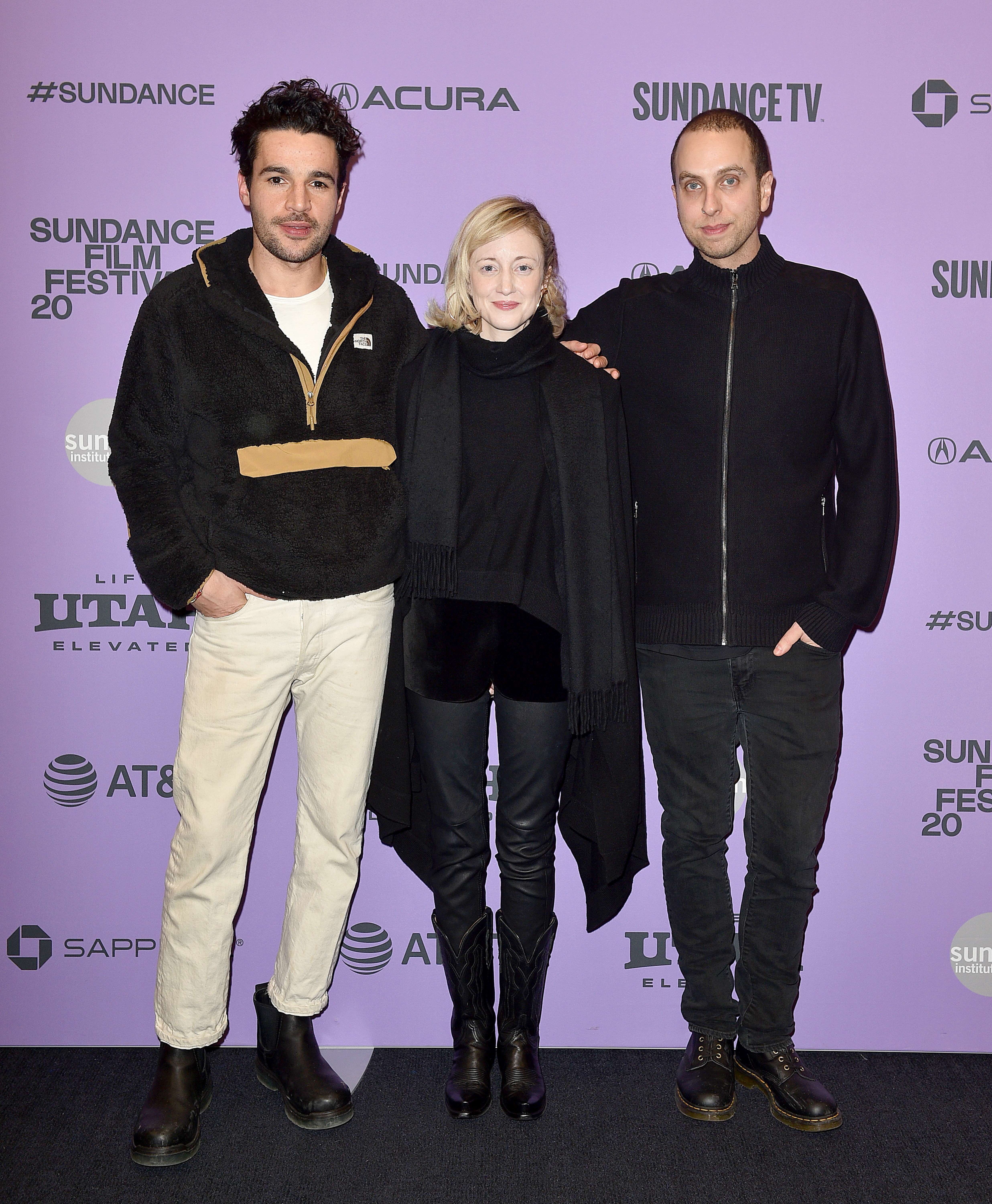 Pemeran film Possessor Chris Abbott, Andrea Riseborough dan Sutradara Brandon Cronenberg (kanan) di Sundance Film Festival 