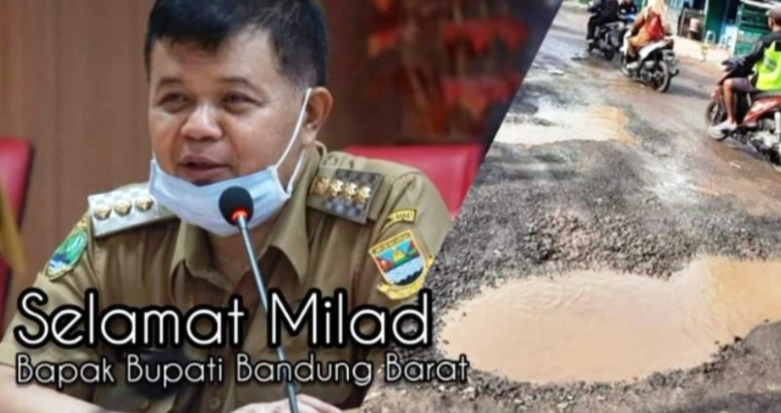 Screenshoot kritikan kondisi jalan rusak saat hari ulang tahun Bupati Bandung Barat, Aa Umbara Sutisna di grup Facebook.