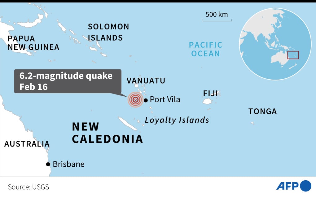 Badan Survei Geologi AS mengukur gempa berkekuatan magnitudo 6,2 di lepas pantai pulau Pasifik Selatan itu.