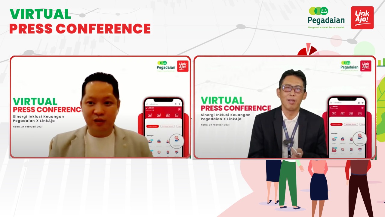 konferensi pers vitual sinergi Pagadaian dengan LinkAja