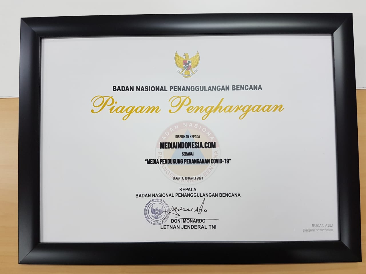 Dukung Penanganan Pandemi, Media Grup Terima Penghargaan dari BNPB