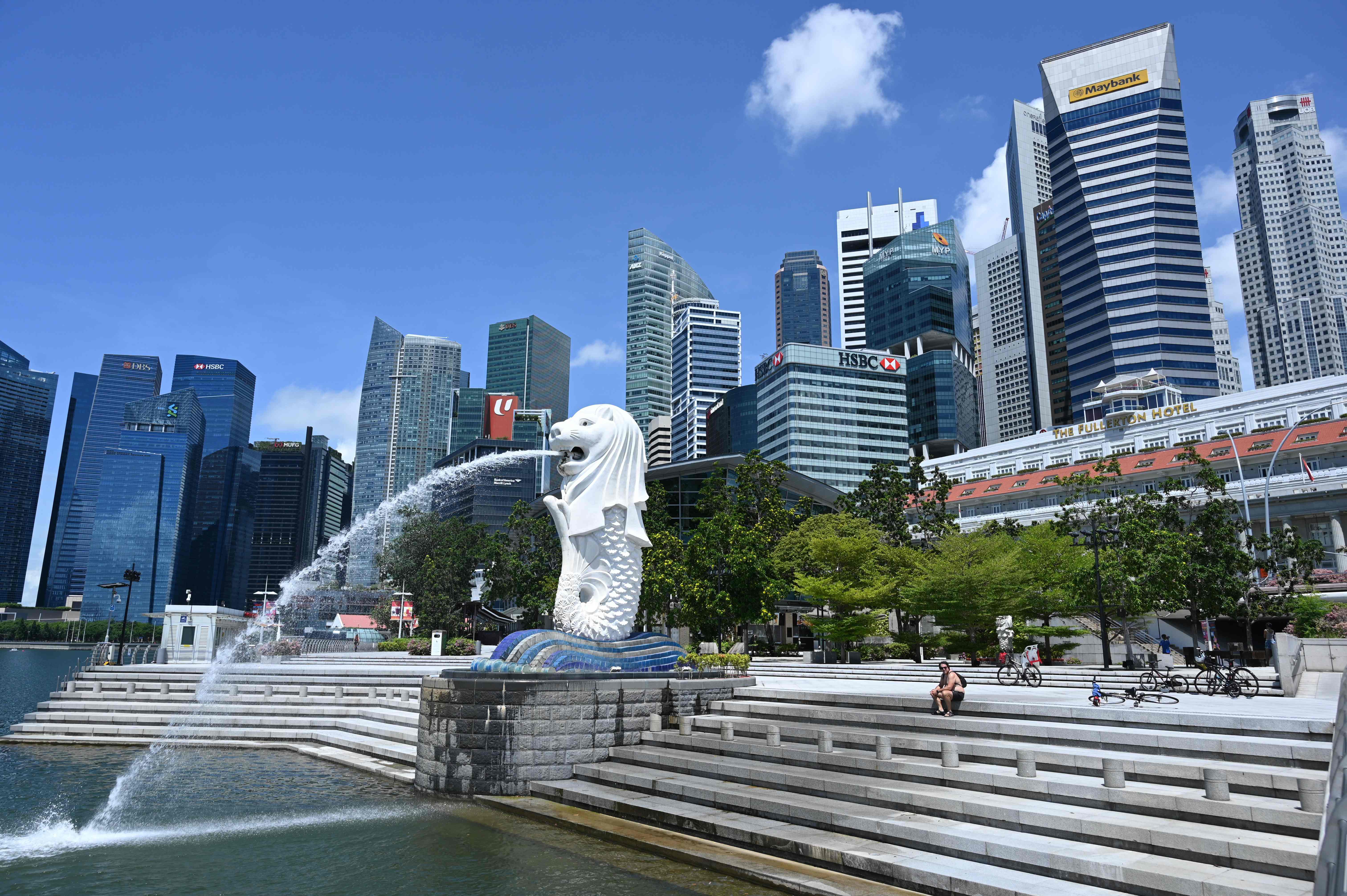 Suasana Merlion Park di Singapura.