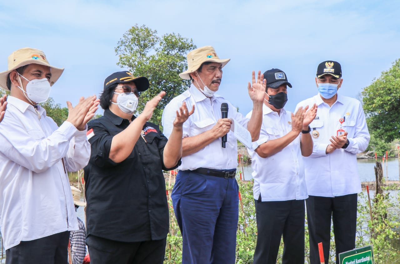 Menteri Koordinator Bidang Kemaritiman dan Investasi, Menteri Lingkungan Hidup dan Kehutanan, Menteri KKP, Kepala BRGM, Dirut Perhutani dan 
