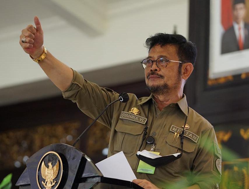 Mentan Syahrul Yasin Limpo membuka kegiatan Bimbingan Teknis (Bimtek) Petani Milenial di Kabupaten Jombang, Jawa Timur, Sabtu (27/3).